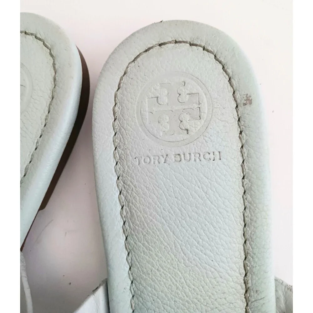 Tory Burch Miller Thong Sandal Ice Blue Pebbled Leather 7.5M w Dustbag